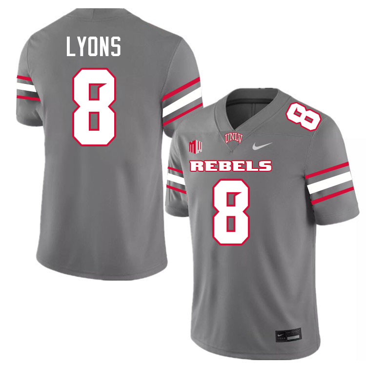 #8 Taeshaun Lyons UNLV Rebels College Football Jersey Stitched-Grey